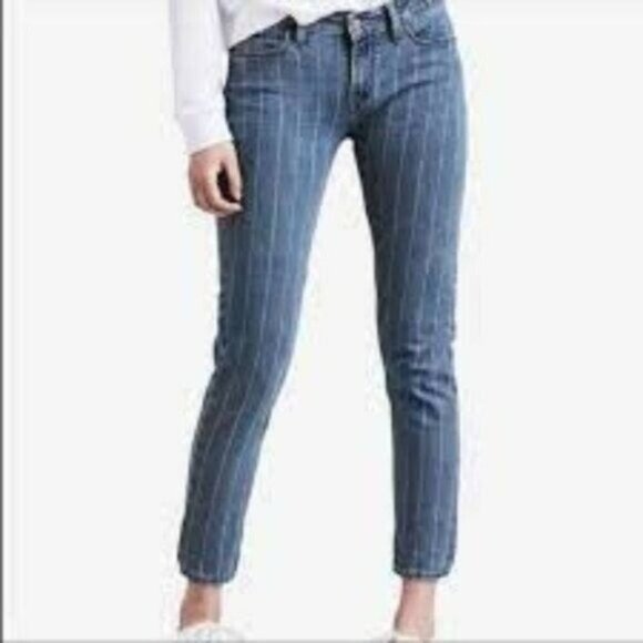 Levi's 535 Striped Super Skinny Low Rise Ankle Retro Stretch 25 Denim Jeans NWOT - Picture 1 of 8